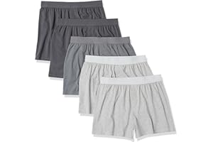 Amazon Essentials Cotton Jersey Boxers - Men's Underwear, Available in Big & Tall, Pack of 5