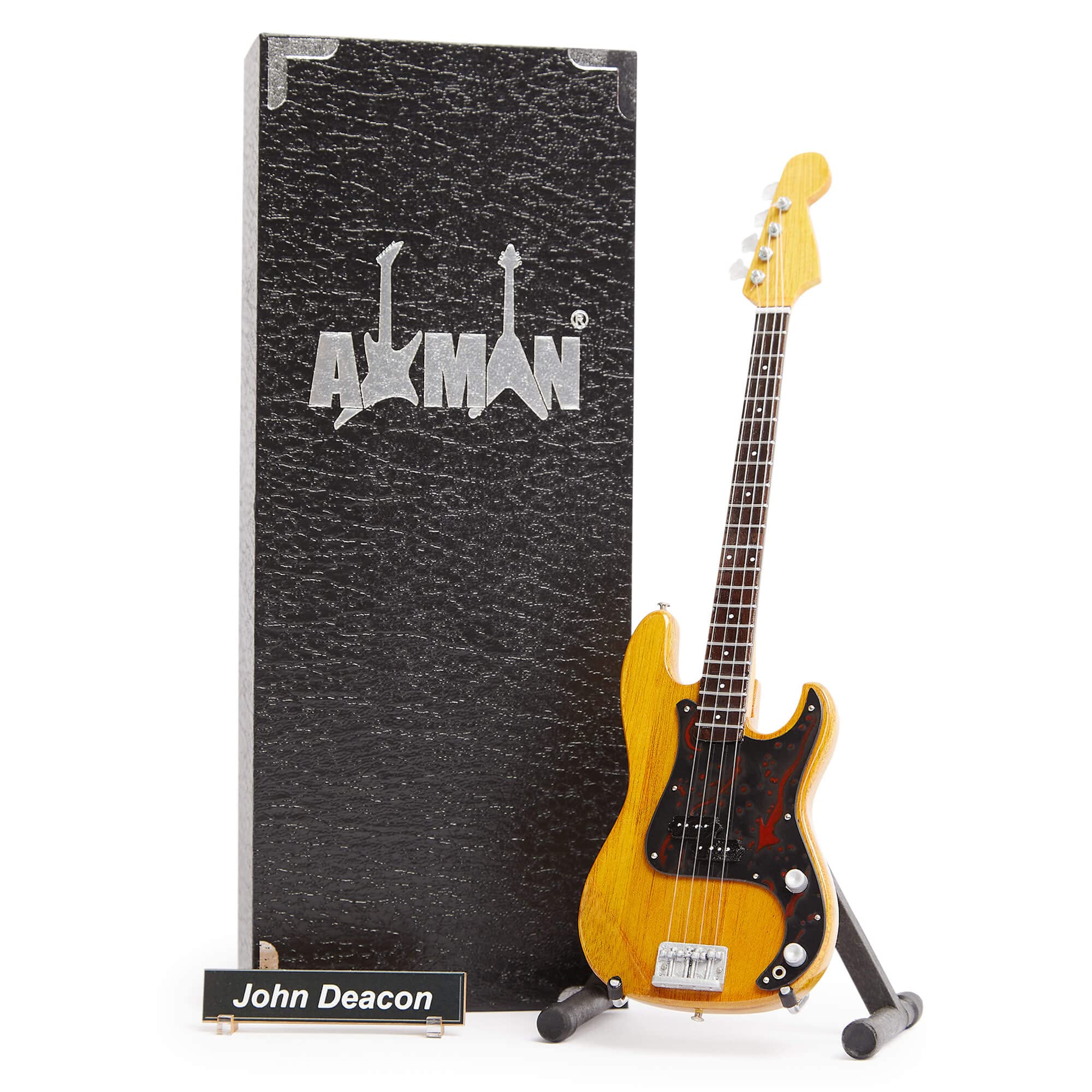 Axman John Deacon (Queen): Guitar - Miniature Guitar Replica - Music Gifts - Handmade Ornamental 1/4 Scale - Includes a Display Box, Name Tag and Miniature Guitar Stand