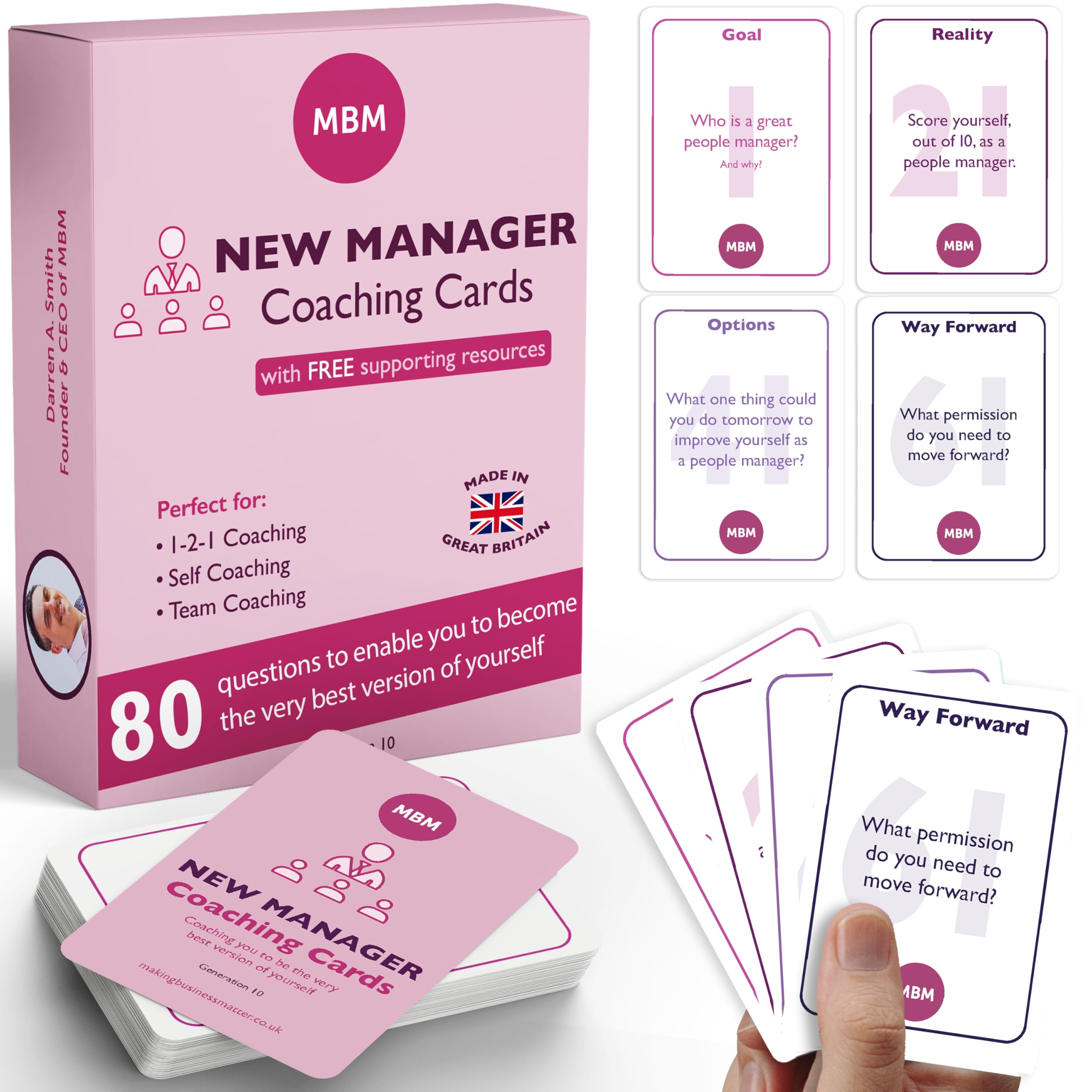 MBM 80 New Manager Coaching Cards – Leadership Training Flashcards & Coaching Conversation Starters | Emotional Intelligence, Confidence Building & Professional Growth Tools for Managers