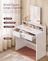VASAGLE Dressing Table Makeup Table with Large Mirror 2 Drawers White RDT113W01 view 4