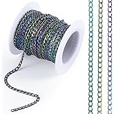 16.4 Feet 5 Yards Colorful Unwelded Twisted Cable, PAGOW Jewelry Chains for DIY Making Jewelry, Necklace Chain Link with Spool 3 x 6mm