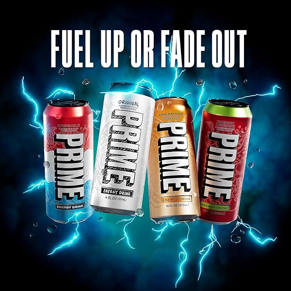 PRIME ENERGY ORIGINAL, SUGAR FREE ENERGY DRINK, 200MG CAFFEINE AND 355MG OF ELECTROLYTES FOR HYDRATION, LOW CALORIE, VEGAN, GLUTEN FREE, 16 FLUID OUNCE, 12 PACK