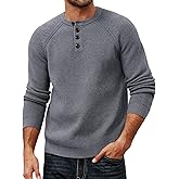 PJ PAUL JONES Mens Sweaters Casual Waffle Pullover Sweater Button Crewneck Textured Knit Henley Sweaters