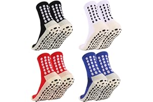 ZXOLDZX 4 Pairs Grip Soccer Socks for Men Women Cushioned Non Slip Football Basketball Athletic Sports Socks