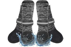 EXPAWLORER Anti Slip Dog Socks to Prevent Licking Paws, Shoes for Winter Snow, Boots & Paw Protectors with Grippers, Waterproof Booties for Hardwood Floors for Small Medium Large Senior Dogs Black S