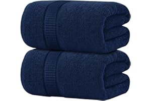 Oakias Premium Quality Navy Blue Bath Sheets – 2 Pack – 35 x 70 Inches – 600 GSM – 100% Ring Spun Cotton Hotel Quality Jumbo Towels – Highly Absorbent & Soft Extra Large Bath Towels