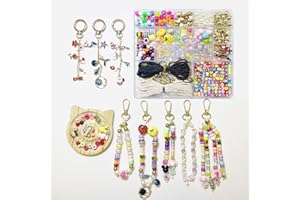 PHODDR Key Chain Making Kit with Charms, DIY Keychain Supplies for Kids & Adults, Beaded Keychain Craft Set for Beginners, Create Your Own Unique Keychains Birthday Christmas Valentine's Day Gifts for Girls