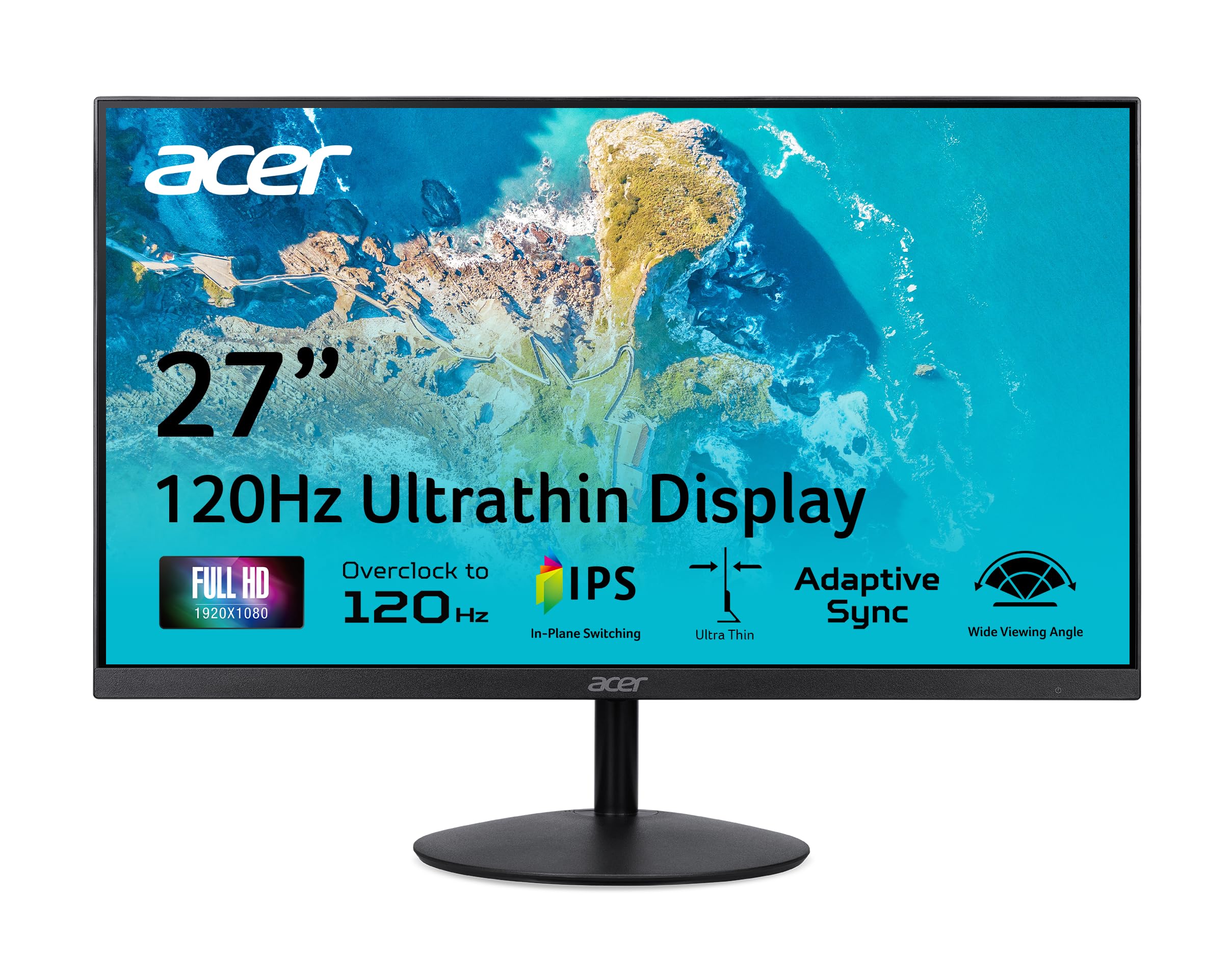 Photo 1 of ** BROKEN SCREEN, FOR PARTS ONLY ** acer SB270 G0bi 27" IPS Full HD (1920 x 1080) Ultra-Thin Zero-Frame Gaming Office Monitor | Adaptive-Sync Support (FreeSync Compatible) | Up to 120Hz Refresh | 1ms (VRB) | Tilt | HDMI & VGA Ports