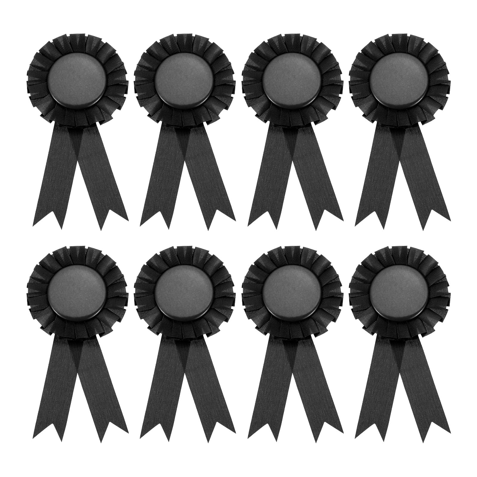 PATIKIL 8Pcs Blank Award Ribbon, 6" x 3" Honorable Participation Badge Ribbons for Competition Sports Event Classroom Prize 1st 2nd 3rd Place Medals, Black