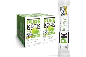 PURE KICK Energy Singles To Go Drink Mix, Jolly Rancher Green Apple, Includes 12 Boxes with 6 Packets in each Box, 72 Total Packets