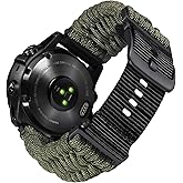 BINLUN Compatible with Garmin Watch Band 20mm 22mm 26mm, Heavy-Duty Braided 550 Paracord Nylon Sport Replacement Strap Design for Quickfit Fenix/Fit for Forerunner/for Instinct/for Quatix/for MARQ