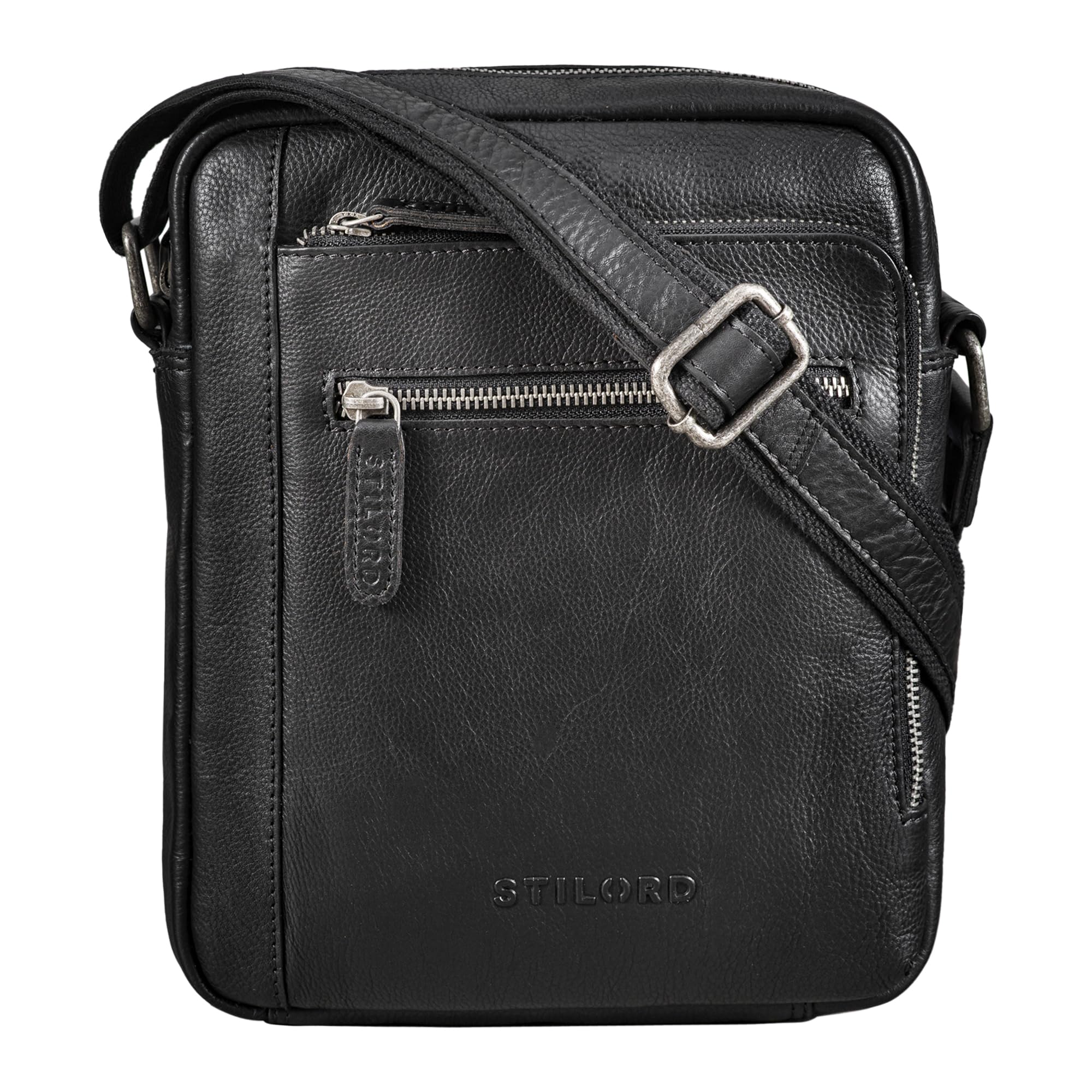 STILORD "Bruce" Vintage Men's Leather Bag Small Shoulder Bag for Men 9.7 iPad Messenger Bag Genuine Vintage Leather Colour:Black