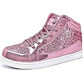 IGxx Glitter White Shoes for Men Fashion High Top Casual Sequin Sparkly Sneakers Men's Bling Shiny