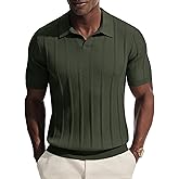PJ PAUL JONES Mens Knit Polo Shirts V Neck Short Sleeve Casual Stylish Golf Shirt