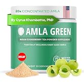 Amla Powder &amp; Decaf Green Tea Superfood Supplement, 20x Ultra Concentrated Amla, Oolong Tea and Indian Gooseberries, Organic, Vegan, 90 Servings