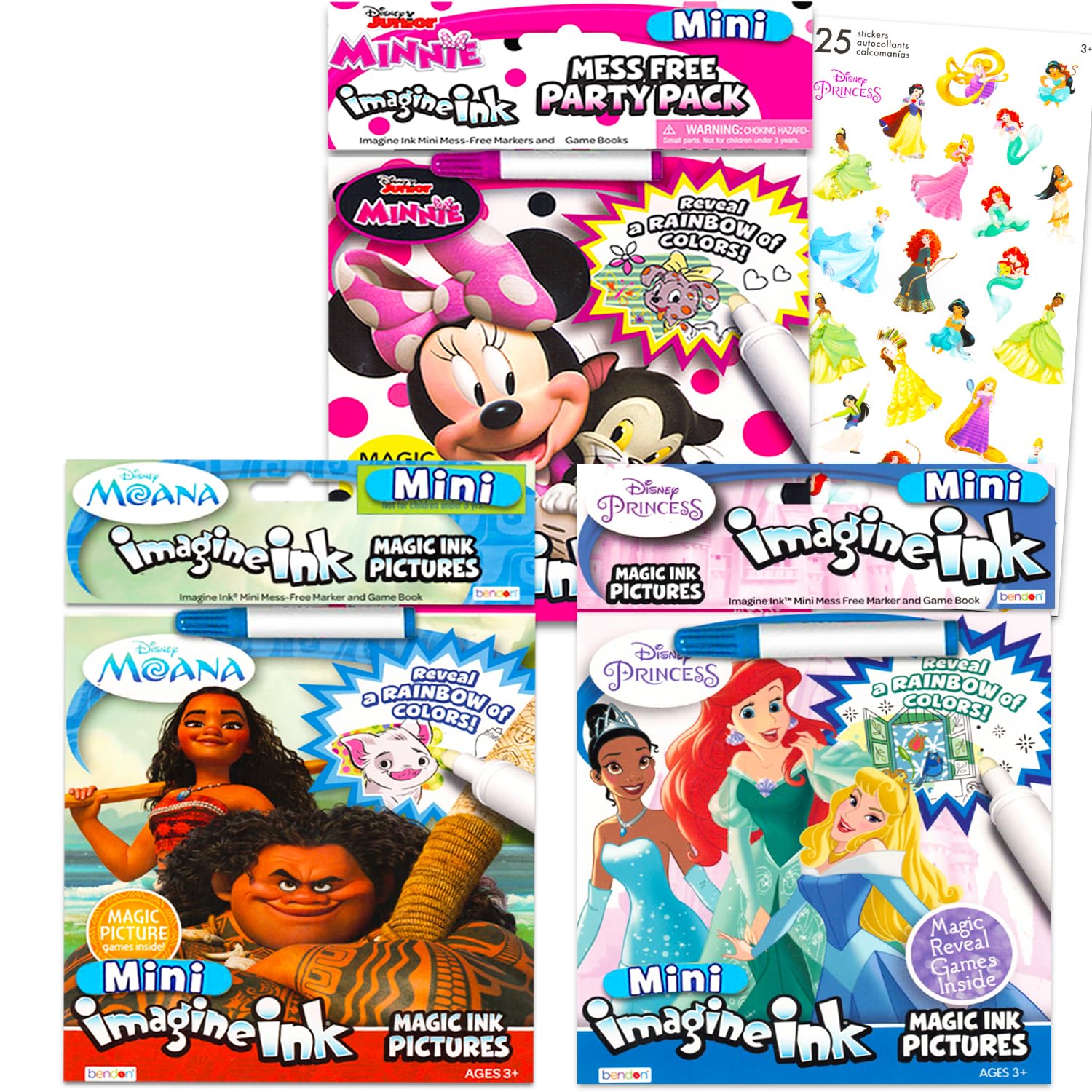 Photo 1 of *Missing Parts*
Disney Princess Magic Ink Coloring Book Set - Bundle with 3 Imagine Ink Books for Girls Kids Toddlers Featuring Disney Princess, Moana, and Minnie Mouse with Invisible Ink Pen and Stickers