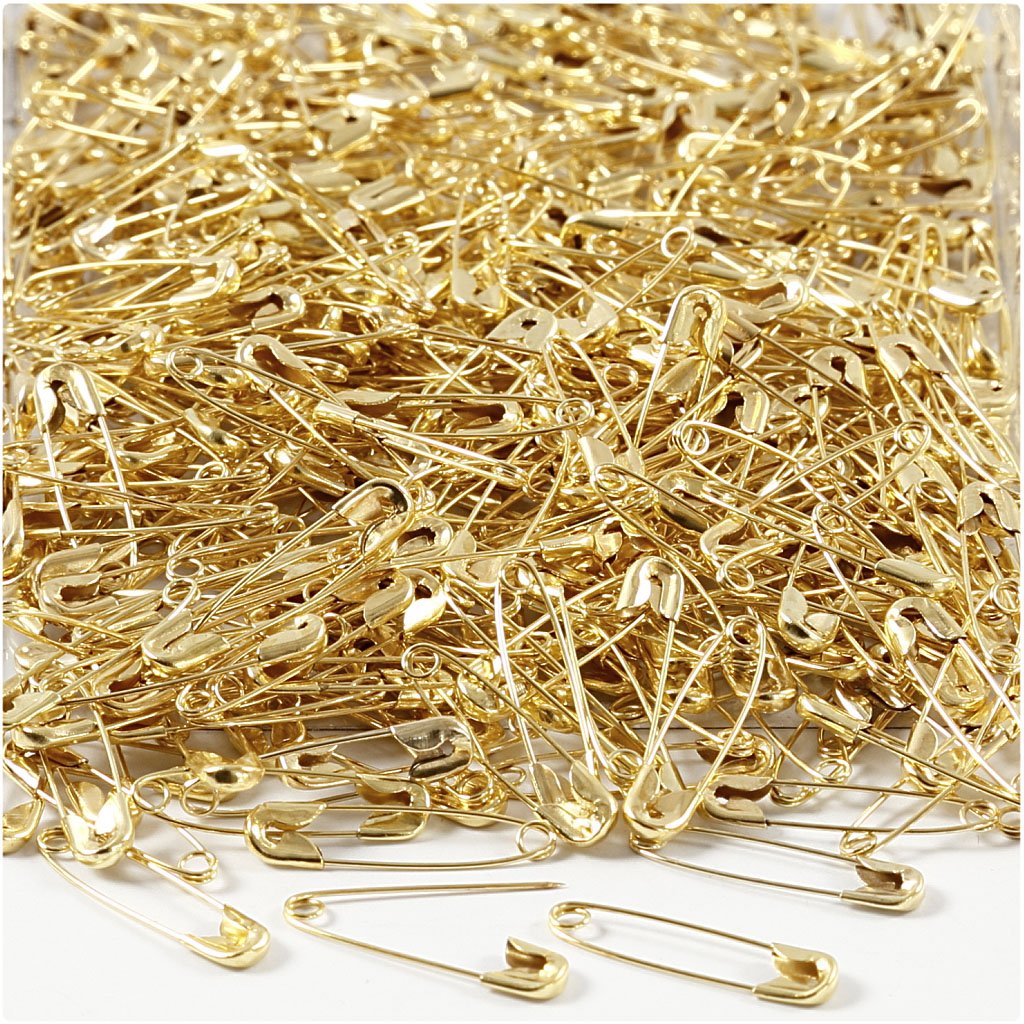 Safety Pins, L: 22 mm, gold, 500 pcs