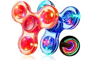 Gigilli Fidget Spinners 2 Pack, LED Light Up Fidget Toys for Kids and Adult, Christmas Goodie Bag Stocking Stuffers Glow in The Dark Fidget Toys, Classroom Prizes Birthday Return Gift for Kids 4-8-12