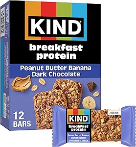 KIND Breakfast Protein Bars, Peanut Butter Banana Dark Chocolate, Gluten Free, Low Sodium, Healthy Snacks, 8g Protein, 6 Coun