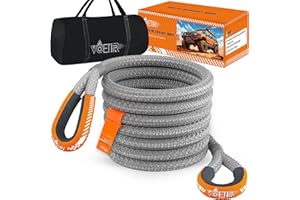 VOETIR 1-1/8'' x 30ft Kinetic Recovery Rope, 40980lbs Tow Strap Heavy Duty Offroad Recovery Kit, Towing Strap for Trucks, Jeep, Vehicle, UTV, ATV, SUV