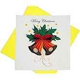 GREENHANDSHAKE Christmas Quilling Card 3D Collection - Unique Dedicated Handmade, Design Greeting Card for all occasion (Jingle Bell)