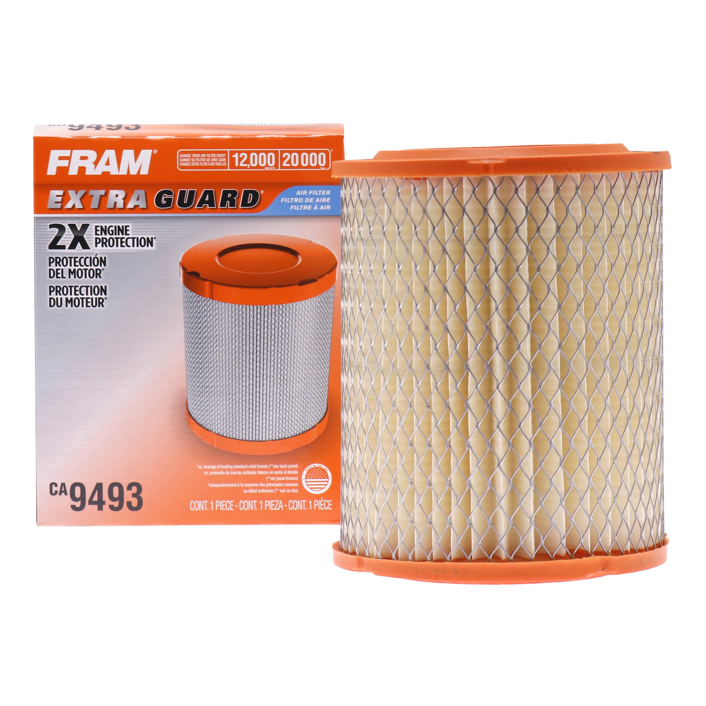 Photo 1 of FRAM Extra Guard CA9493 Replacement Engine Air Filter for Select Acura and Honda Models, Provides Up to 12 Months or 12,000 Miles Filter Protection