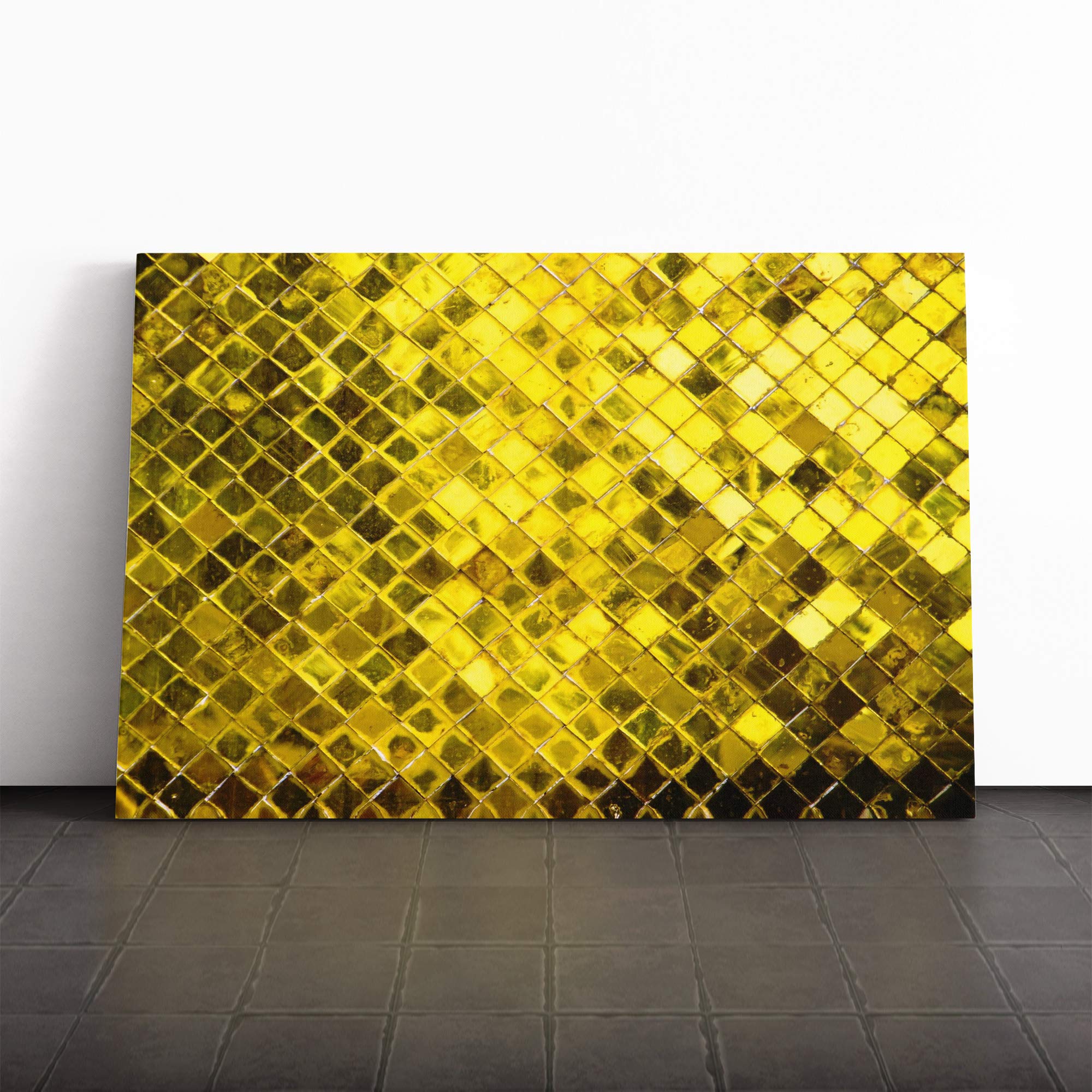 Wall Yellow Abstract Art (1) Canvas Print | Gallery Wrapped 30mm Frame Wall Art | 20x14 inches | Ready to Hang | Abstract Picture | Living Room Bedroom Lounge Office