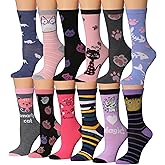 Tipi Toe Women's Fun Patterned Dress Socks, 12-Pack Lightweight Colorful Crew Socks, Casual Novelty Assorted Designs