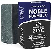 Noble Formula 2% Pyrithione Zinc Charcoal Soap Bar for Face &amp; Body, 3.25 oz | Maximum Support 2% zinc bar with activated charcoal, shea butter &amp; tea tree; for oily, flaky skin; no palm oil; handmade USA