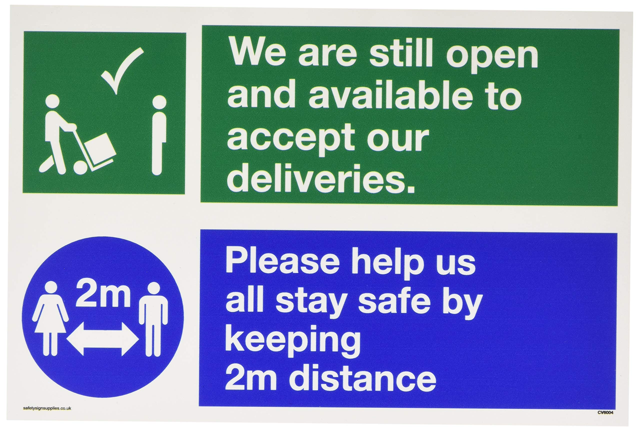 We are still open and available to accept our deliveries. Please help us all stay safe by keeping 2m