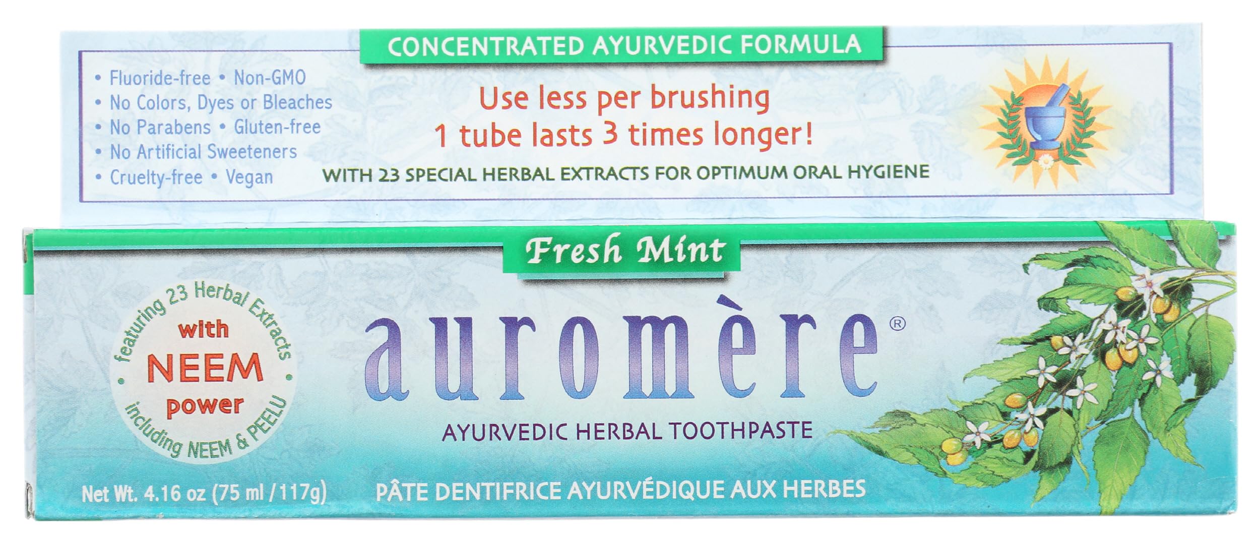 Auromere, Ayurvedic Herbal Toothpaste, Fresh Mint, 4.16 oz (117 g)