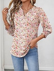 LOMON Elbow Length Tops for Women 3/4 Womens Dressy