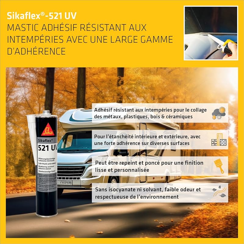 - Mastic-colle multi-usage - Sikaflex 521 UV - Blanc - 300ml
