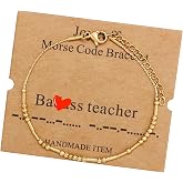 JoycuFF Inspirational Morse Code Bracelets for Women Silver Beads Jewelry Encouragement Mantra Gifts for Her