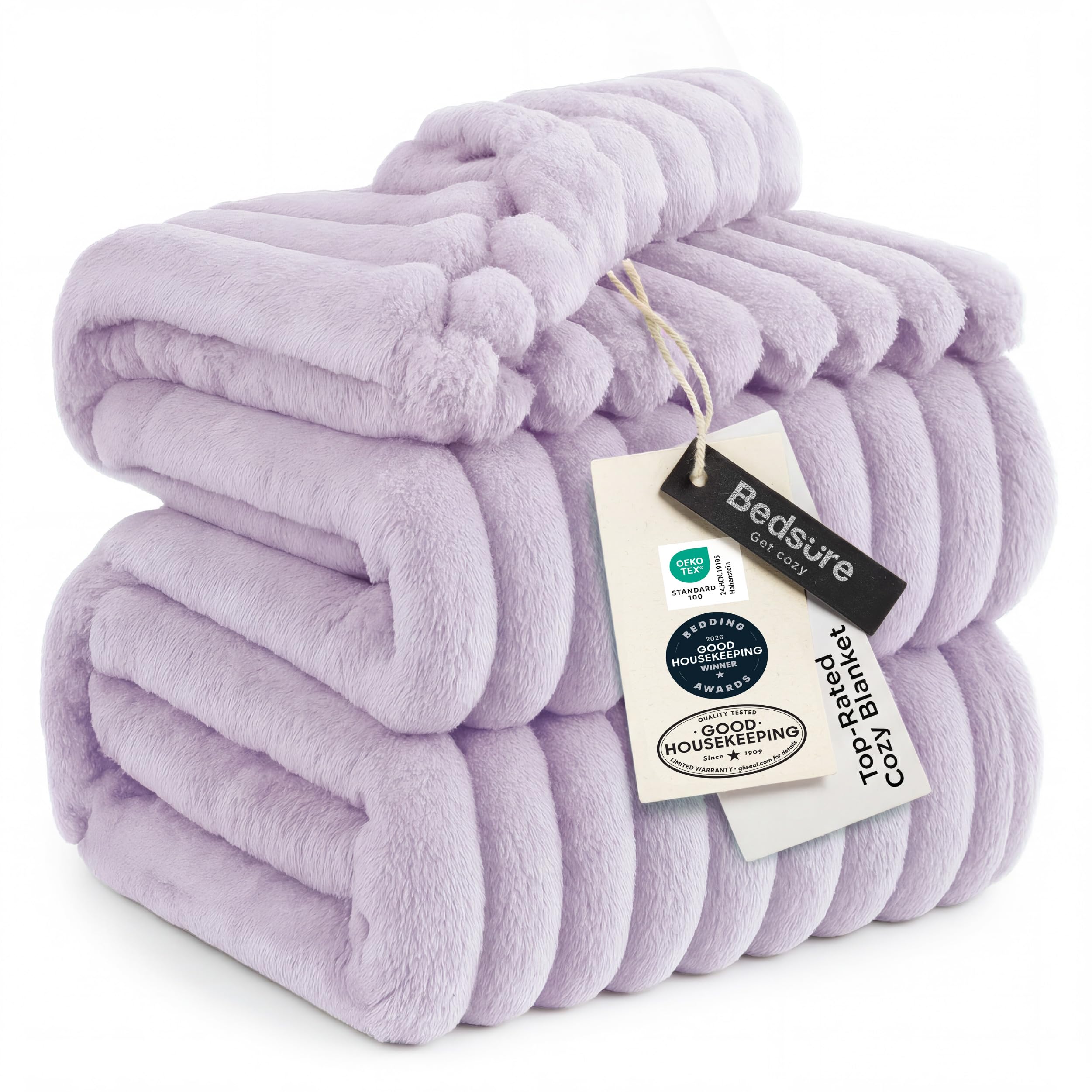 Photo 1 of **USED - MINOR DAMAGE**
Bedsure GentleSoft Lavender Fog Fleece Blanket for Couch - Super Soft Cozy King Blankets for Women, Cute Small Blanket for Girls, 108x90 Inches