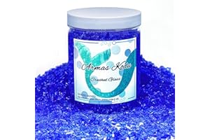 ARMAS KODU Crushed Glass for Resin Art, Broken Glass Pieces for Crafts Vase Filler Home Decorations,Crushed Glass for Crafts,3-6mm,1.5 Pound (Cobalt Blue)
