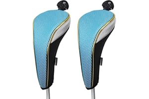Andux 2Pcs/Set Gold Golf Hybrids Club Head Covers with Dial No. Tag MT/HY10