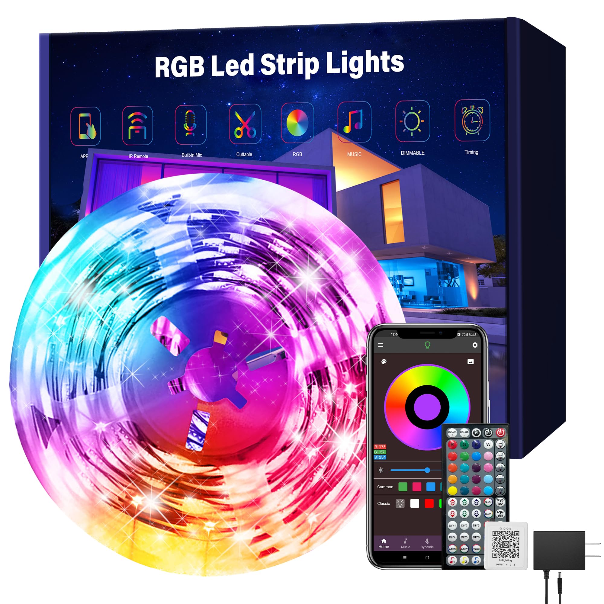 Room Decor Led 100ft (2 Rolls Of 50ft) With Color Changing Strip