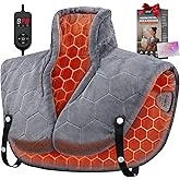 Weighted Heating Pad for Neck and Shoulders and Back, 30s Fast Heating Pads for Pain Relief,160℉ Ergonomic Heated Wrap with 8 Temp & 16 Auto-Off Timers, Gifts for Women Men (Dark Grey)