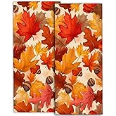 amepay Autumn Leaves Hand Towels - 2 Pack, 14.5" X 28",Soft Microfiber Polyester Festive Towel Set with Colorful Fall Leaf and Acorns Pattern,for Bathroom Kitchen Spa Hotel Decor Gifts