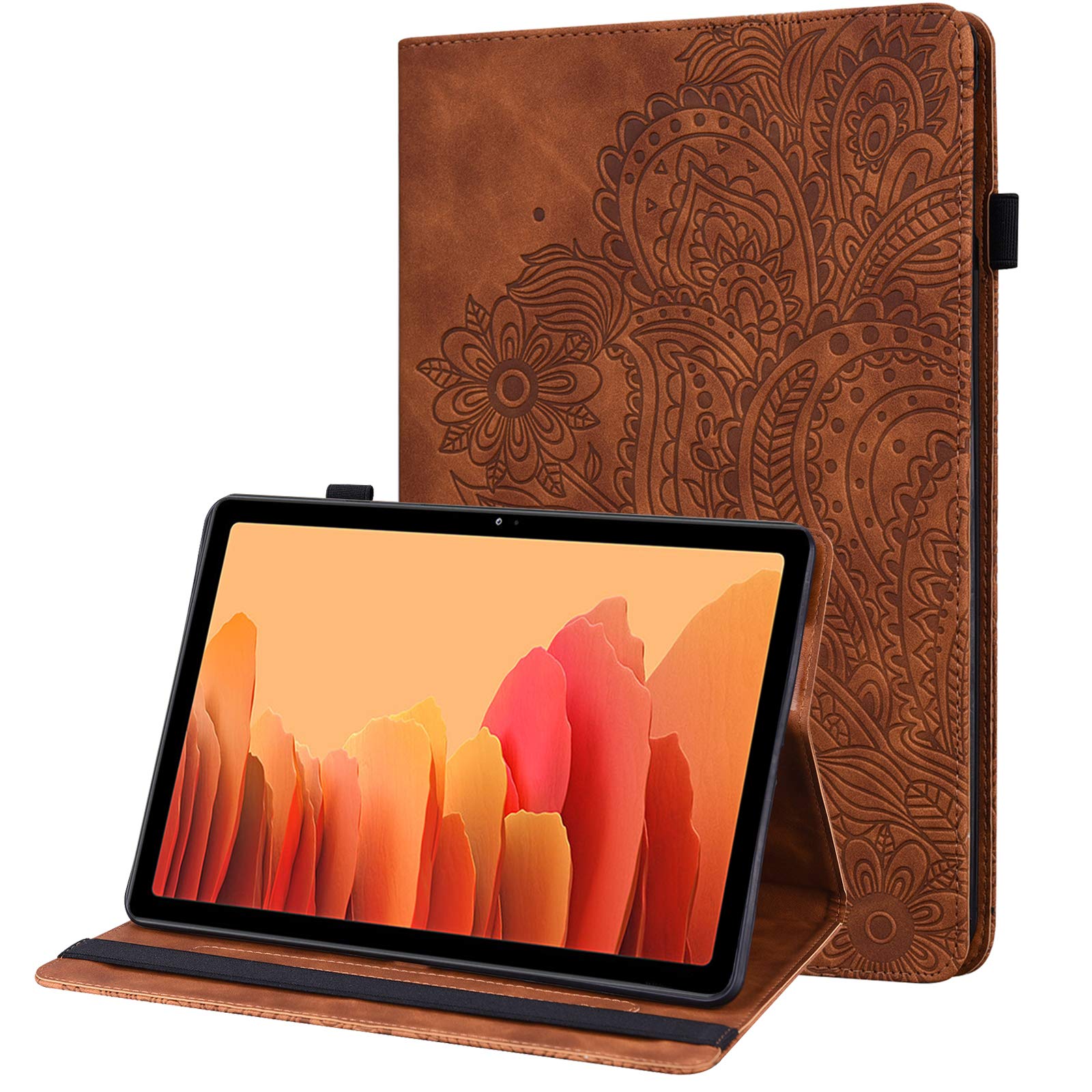 GLANDOTU Tablet Case for Lenovo Tab E10 (TB-X104F) Tablet-lightweight Shockproof Embossed Flip PU Leather Cover Case with fold Stand Protection - Brown