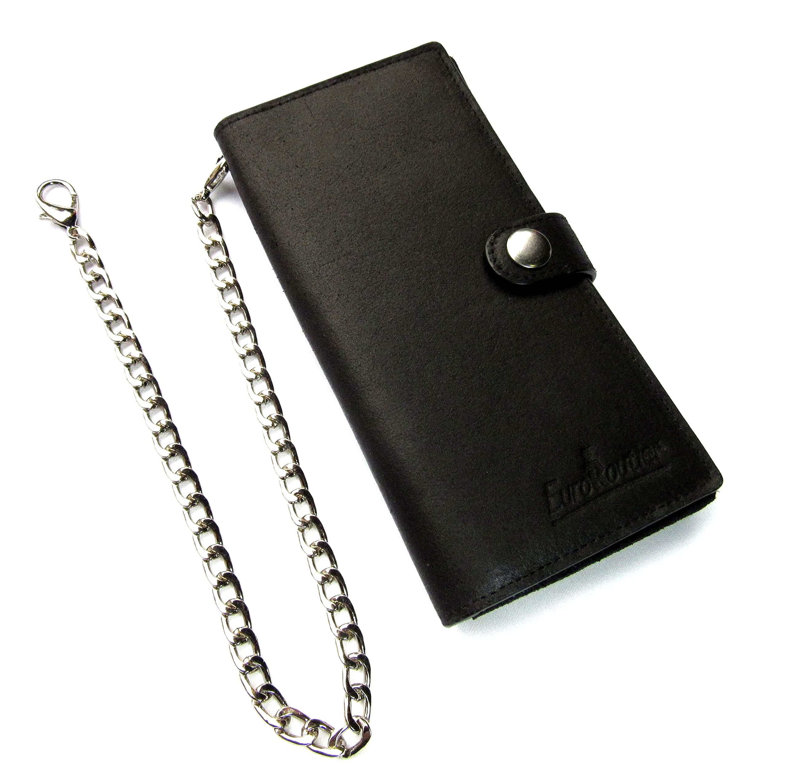 EuroRoutier Genuine Leather Trucker Wallet, Large, Black