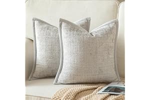 YAERTUN Pack of 2 Chenille Textured Decorative Throw Pillow Covers Accent Solid Cushion Cover Soft Cozy Pillow Case with Velv