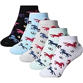 JaGely 5 Pairs Funny Horse Socks for Women Novelty Equestrian Ankle Socks Cute Horse Stuff for Girl Riding Lovers Gifts