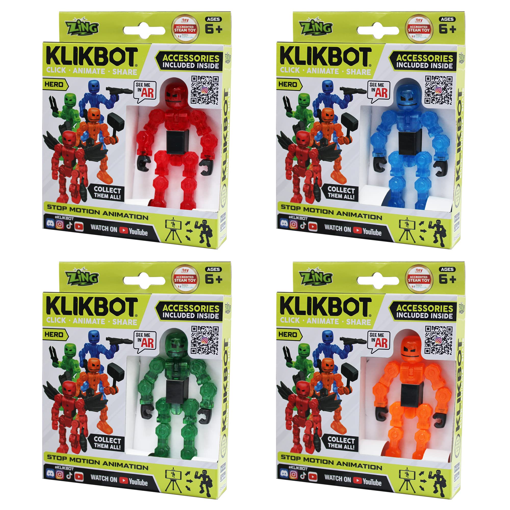 Zing KLIKBOT 4 Pack Includes All 4 Heroes
