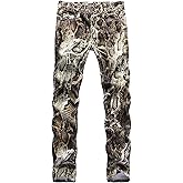 GINZOUS Men's Fashion Snakeskin Print Jeans