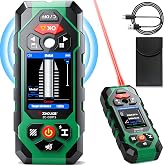Stud Finder Wall Scanner with Laser Measure and Level 10 in1 Wall Detector | Precisely Locates Wooden Studs/Metal Pipes/AC Power Stud Detector Beam Finders Studs Joist Pipe Edge of Wood LCD Display