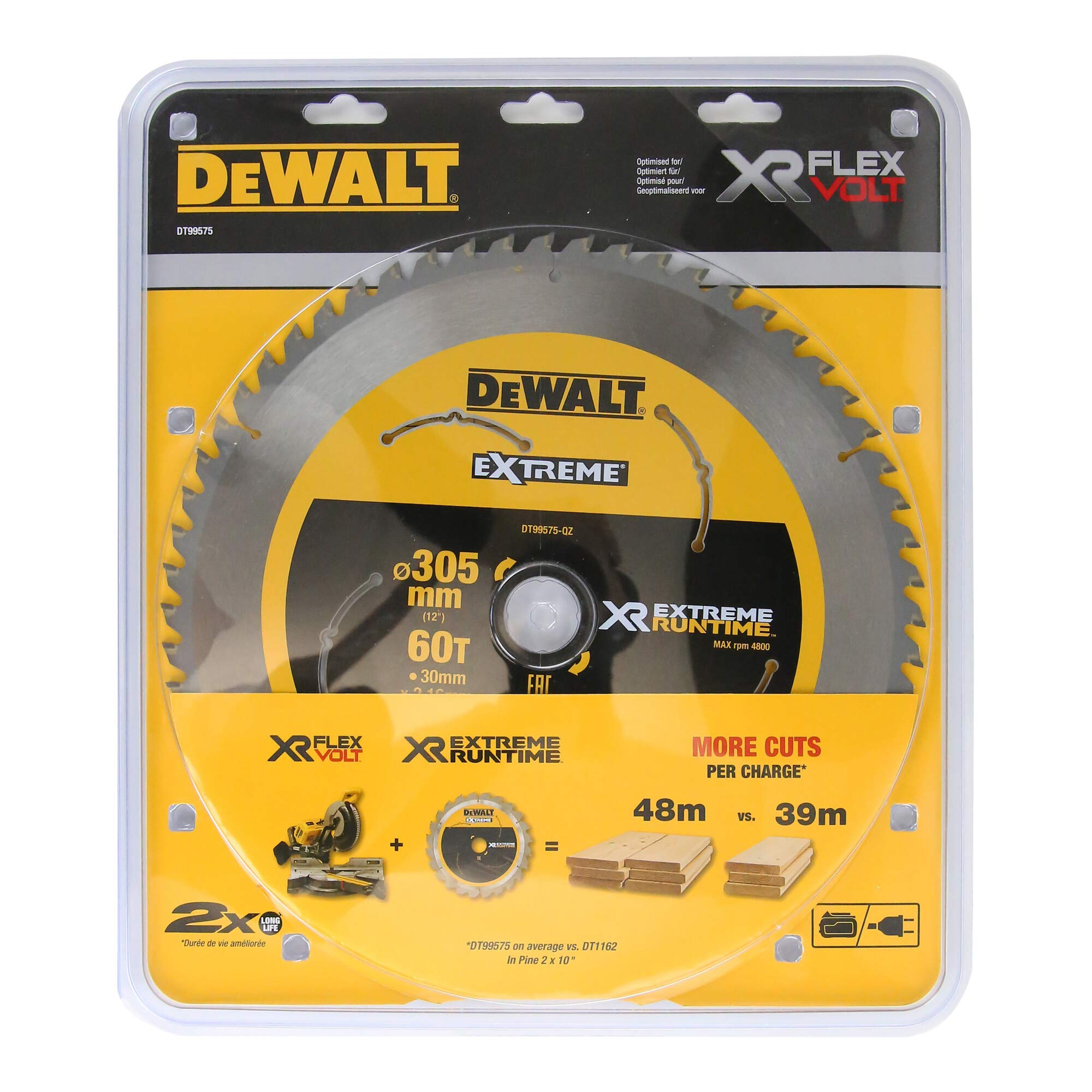 DEWALT FlexVolt XR Mitre Saw Blade 305 x 30mm x 60T