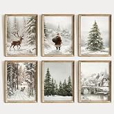 Pennclys Vintage Christmas Wall Art Winter Canvas Wall Decor Christmas Tree Poster Santa Claus Farmhouse Prints Christmas Reindeer Pictures for Living Room Bathroom 8x10x6 Inch Unframed