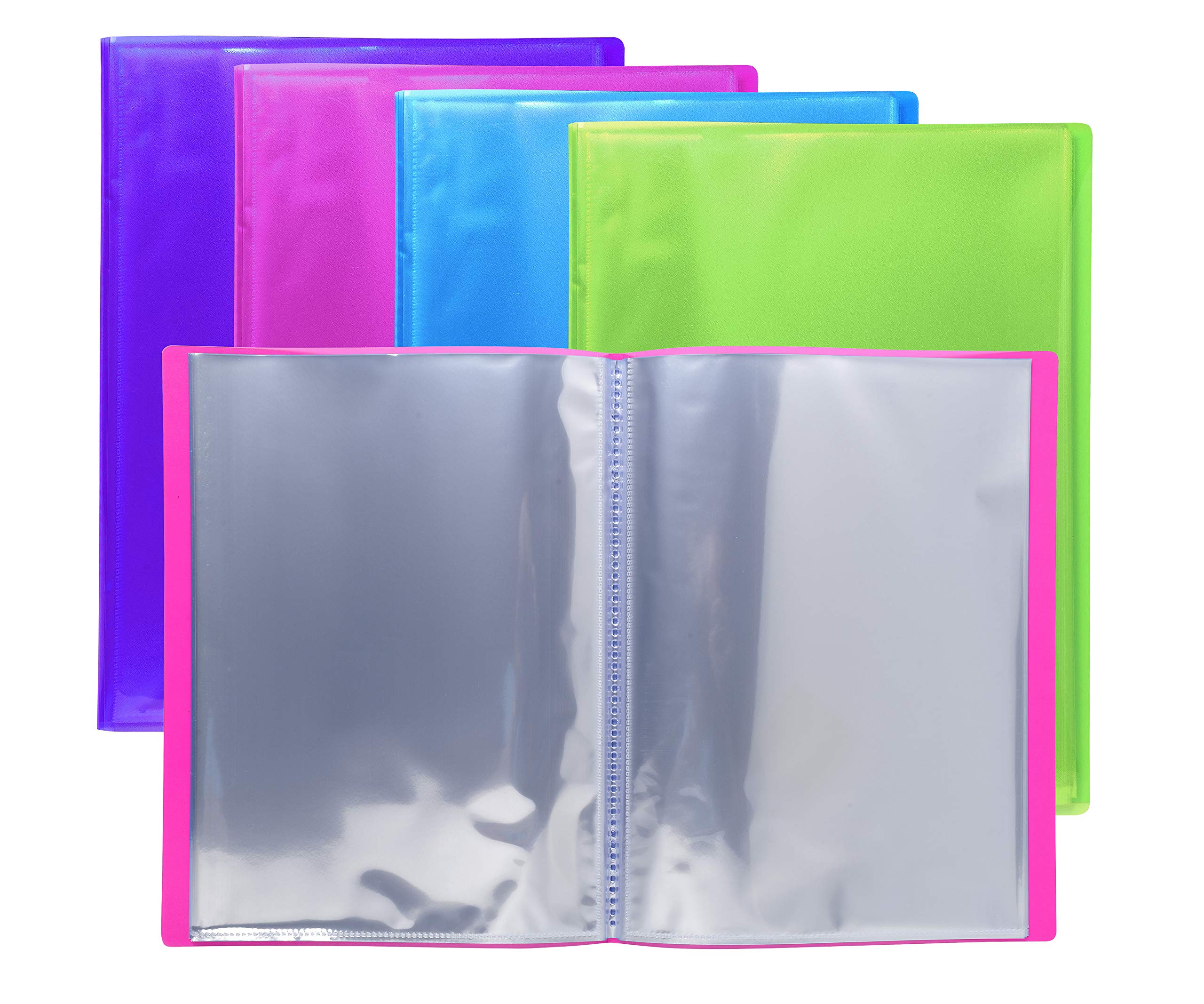 Exacompta - Ref 85280E - Iderama Collection - Semi-Rigid Display Book - 240 x 320mm in Size, Suitable for A4 Documents, 60 Pockets - Assorted Colours (Pack of 4)